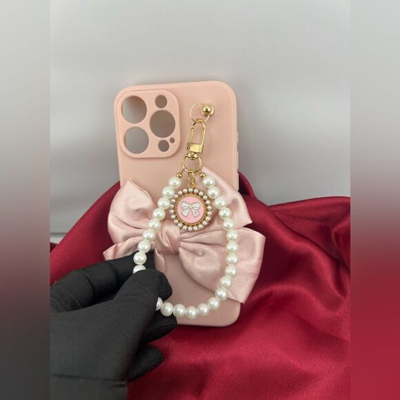 Elegant Pink Bow iPhone 16 Pro Max Case with Pearl Charm - Picture 6 of 6